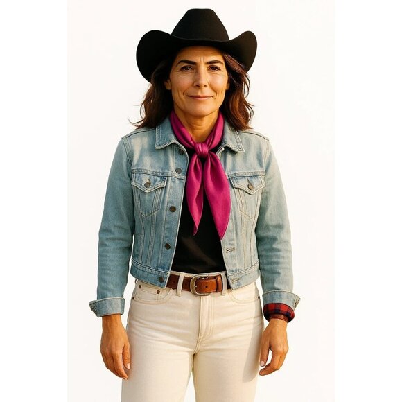 Pink Wild Rag Large Scarf 35x35 Inches Satin Western Accessory Cowgirl or Cowboy - Picture 2 of 7